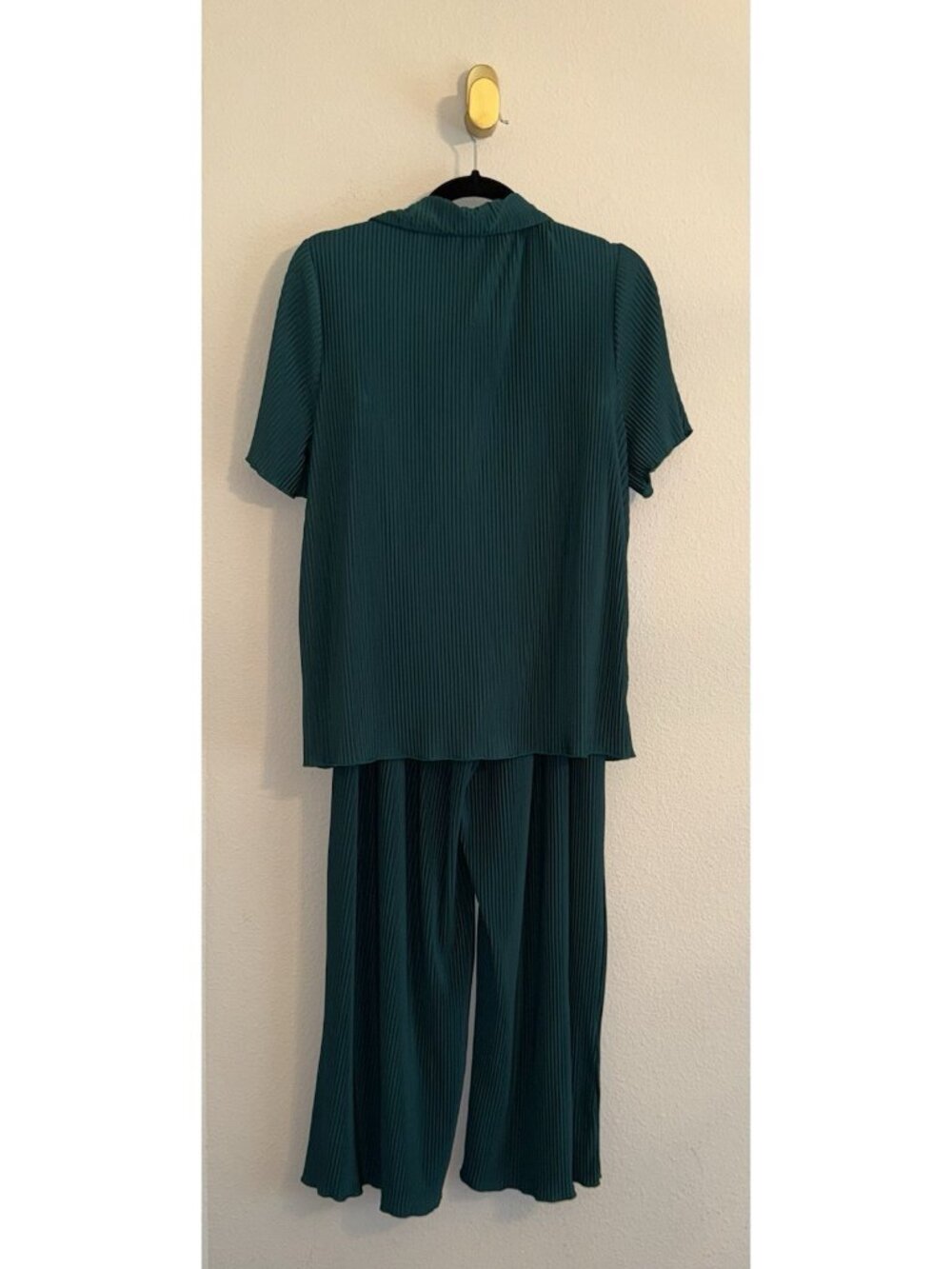 Joie Two Piece Pleated Rib Pjs Pajamas Loungewear Set Womens L Large Green - Picture 4 of 4